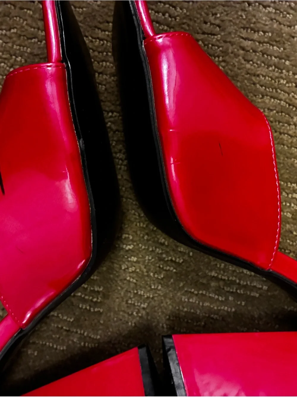 Nasty Gal Red Open-Toe Block Heel Sandals